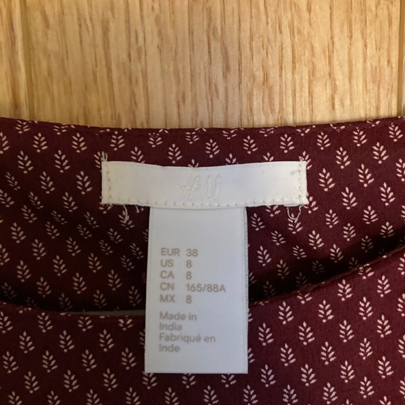 H&M Red Grain Print Blouse M - Picture 3 of 3